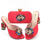 Doershownew Italian blue Shoes And Bag Sets For Evening Party With Stones Italian Leather Handbags Match Bags! HSD1-35