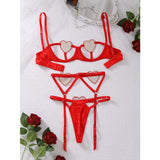 Toucheart Erotic Love Lingerie Panty Garters Patchwork 3PCS Skinny Backless Delicate Hot Women Seductive Intimate Underwear Set