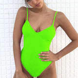 S - XXL V Neck Scrunch Butt Female Swimwear One Piece Swimsuit Women Backless Monokini High Cut Leg Bathing Suit Swim Bodysuit