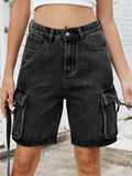 Women Cargo Denim Shorts Casual Summer Loose Solid Colors Jean Short Pants for Vacation Beach Club Streetwear