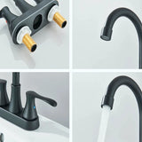 Suguword Bathroom Faucet Dual Handle Deck Mounted Brass