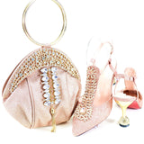 Doershow beautiful Italian Shoes And Bag Sets For Evening Party With Stones Italian Leather Handbags Match Bags! HRT1-33