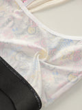 Women's cartoon pattern underwear set with steel ring gathering push up work vest shock-absorbing sports bra set C2807