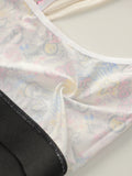 Women's cartoon pattern underwear set with steel ring gathering push up work vest shock-absorbing sports bra set C2807