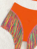 Fringe Tassel One Shoulder High Waist Bikini Women Swimwear Female Swimsuit Two-pieces Bikini Set Hollow Out Bathing Suit Swim