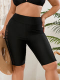 2026 Black High Waist Plus Large Big Size Swimsuit Female Only Pants Long Knees Swimwear Women Solid Swimming Shorts Swim 5XL