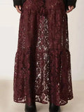 Mesh Sheer Lace Skirts Women High Waist Street Fashion Loose Hollow Out Long Skirt Party Sexy Patchwork Clubwear 2026 50JZ