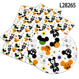 Halloween Disney Mickey Cartoon Print Artificial leather DIY Earring Hair Bow Bag Crafts  faux Leather  22X30CM litchi