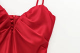 Sweetheart Neck Red Satin Long Dress for Women Spaghetti Strap Straight Elegant Party Vestidos Zip Beach New in Summer Dress