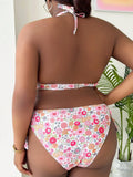 2026 Halter Push Up Bikini Large Plus Size Swimsuit Women High Waist Swimwear Female Printed Bathers Bathing Swimming Swim Suit
