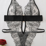 Sexy One Piece Bodysuit Lace Hollow Out Jumpsuit Women Erotic Lingerie