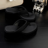 Vintage Y2K Leopard Flip&Flops Sandal Summer Chunky Platform Sandals Women Slipper Wedges Slides 8cm High Heels Shoes Mules