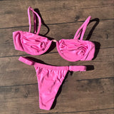 Bandeau Bikini Push Up Women Swimsuits 2024 Sexy Female Swimwear Brazilian Bikini Set Thong Biquini Swim Suits Solid Beachwear
