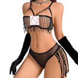 Sexy Pajamas Set Hollow Tassel Bra Flirting Underwear Set
