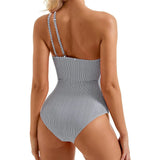 S - XXL Sexy One Shoulder High Cut Leg One Piece Swimsuit Women Swimwear Female Striped Monokini Bather Bathing Suit Swim K7096