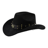 Summer Women Men Felt Cowgirl Hat with Belt Stylish Western Hat Casual Jazz Caps for Outdoor Party Club