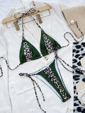 Zebra Print Halter micro Bikini 2025 women Bandeau String Swimsuit Female swimwear Neon Shiny bikini set Leopard Bathing Suit