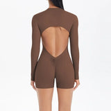 Women's Yoga Jumpsuits Sports Fitness Backless Half Zipper Peach Hip-Lifting Naked Feel Gym Running Workout One-Piece Bodysuits