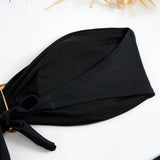 sexy solid black and red bandeau bikinis sets two pieces metal high waist thong swimsuit bathing suit swimwear biquini bakini