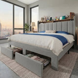 HOOMIC Bed Frame With Storage Drawers, Shelves, And LED Lighting