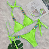 Halter Brazilian Rhintstones Diamond Bikini Women Swimsuit Female Swimwear Two Pieces Bikini Set Scrunch Butt Bathing Suit Swim