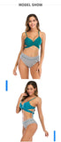 3 Colors Sexy Bikini Women Push Up Swimwear Swimsuit Striped Leaves Print Cross Straps Bowknot Backless High Waist Bikinis Set