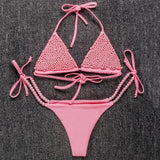 2026 Luxury Pearls Halter Mini Bikini Female Swimsuit Women Swimwear Two-pieces Bikini Set Bather Bathing Suit Swim Beachwear