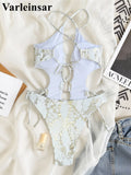 XS - L New Snake Skin U Neck Cut Out One Piece Swimsuit Women Swimwear Female Cross Back Monokini Bather Bathing Suit Swim V7990