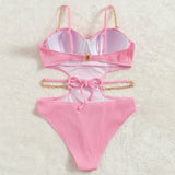 Sexy Ribbed Underwired Bra Cup Female Swimwear One Piece Swimsuit Women Backless Monokini High Cut Bathing Suit Swim Bodysuit