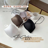 Sexy Japanese Satin Halter Bra Strapless Seamless Two-Way Wear Adjustable Comfort Back Fit Wirefree Lingerie Set S-XL MOYISU Bra