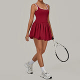 Tennis Dress for Women with Built in Shorts Womens Athletic Dresses Sleeveless Boat Neck Active Workout Skort Dress