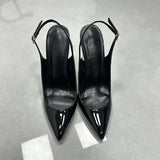 Women White Patent Leather Slingback Pumps Pointed Toe Thin Stiletto High Heels Buckle Strap Dress Shoes for Wedding Party Offic