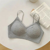 Comic Chest Bra No Underwire European Thin Straps Summer Women Lace Gathering Push Up Seamless Bras Japanese Style Natural Look