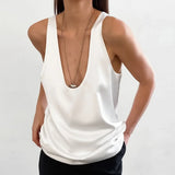 Light Luxury Comfortable Women U-neck Vest Top 2025 Spring and Summer Girls Breathable Soft Satin Lining Sleeveless Inside Top
