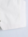 Foridol White Cotton Linen Long Pants Set Sleeveless Vest Pants Suit Office Lay Autumn Summer Wide Leg Casual Fashion Set Outfit