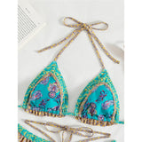 5 Colors Sexy Printed Halter Frilled Bikini Women Swimwear Female Swimsuit Two-Pieces Bikini Set Bather Bathing Suit Swim V4651