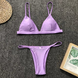 DEKA Women Sexy Solid Mini Micro Bikini Set Push-up padded Bra Thong Split Swimwear Female Bandage Bathing Suit Lacing Swimsuit