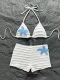 Vintage Two Piece Bikini Set 2026 Women White Black Starfish Ornament Push Up High Waist Swimsuit Holiday Bathing Suit Swimwear