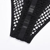Toucheart Erotic Halter Bodysuit Large Mesh Splicing Andheavy Craftsmanship Women Hollow Seductive Intimate Hot Private Bodysuit