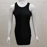 Black Ribbed Summer Dress Sexy Vest Sleeveless Vest Club Party Mini Dress WOMEN'S Solid Color Tight Fitting