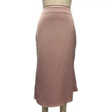 Satin-Like Shiny Skirt Women Midi Skirt High Waist Solid Color Mid-calf Length Skirt Soft Breathable Fabric Work Skirts