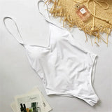 S - XXL V Neck Scrunch Butt Female Swimwear One Piece Swimsuit Women Backless Monokini High Cut Leg Bathing Suit Swim Bodysuit