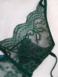 Bodycon Teddy Dress Crotchless Sheer Underwear Set Lace See Through Halter Deep V Sexy Lingerie Sultry Nightwear For Date Night