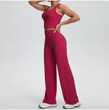 2PCS Yoga Set Women Tracksuit Nude Feeling Workout Sets Gym Clothes Push Up Fitness Running Sportswear Sport Straight tank suit