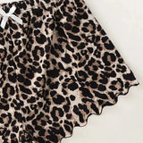 Women's Pajamas Set Sexy Lingerie Leopard Print Sling Sleepwear V-Neck Sleeveless Top and Shorts Sets Pyjamas Homewear