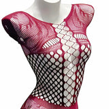 Sexy Spicy Girl Style Hollow-out Tearable One-piece Mesh Outfit Transparent Bodysuits Hollow Out For Woman Thin Bodysuits XEHY