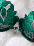 Green French-style floral embroidery lace lingerie set,sexy and soft steel-bra-cup supportive bra,Valentine's Day party ZA824031