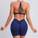 Women's 2-Piece Yoga Sets High Waist Seamless Shorts  Hip-Lifting & Backless Gym Leggings Quick Dry Workout Fitness Suits