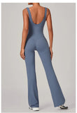 Women's Seamless Yoga Jumpsuits Sports Fitness Sleeveless Hip-lifting Flared One-piece Workout Gym Training Slim Fit Bodysuits