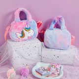 Cartoon Children'S Unicorn Plush Crossbody Bag Kindergarten Girl Cute Shoulder Bag Handbag Casual Coin Purse Birthday Gifts